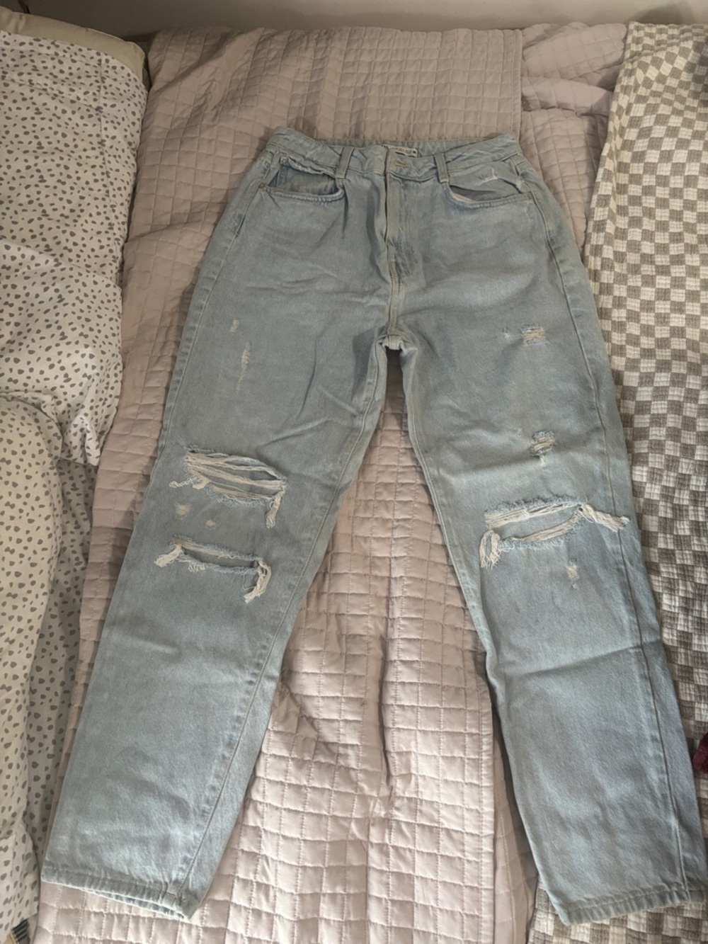 Zara Light Blue Distressed Denim Jeans - Picture 3 of 4
